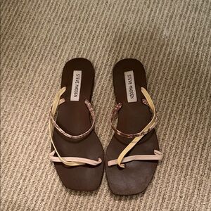 Steve Madden Brown and Cream Women's Sandals